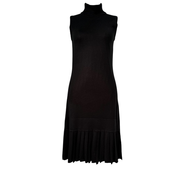 Calvin Klein Dresses & Skirts - CALVIN KLEIN | Black Sleeveless Turtleneck Pleated Knit Dress Sz S
